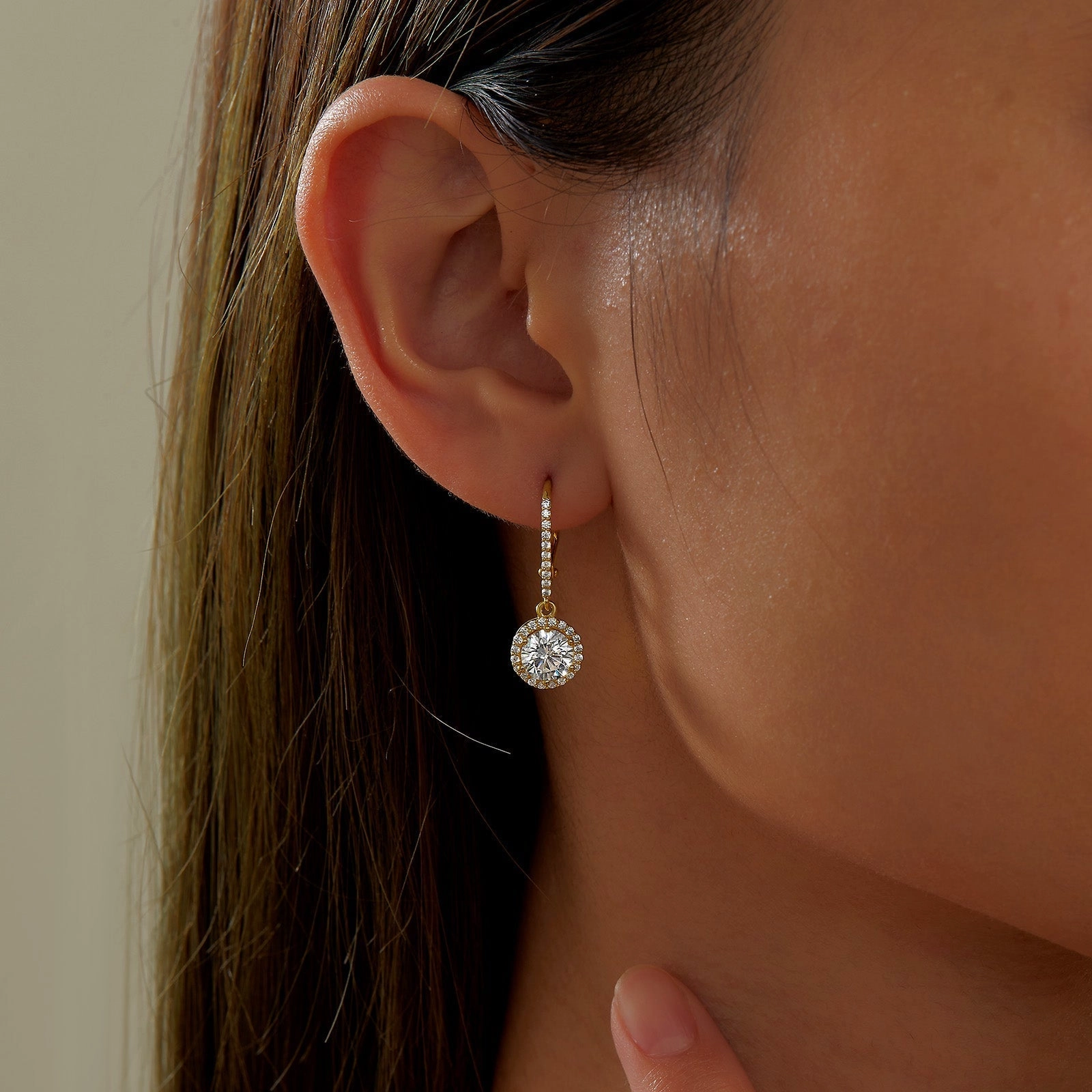 Halo Drop Earrings E0193CLG00