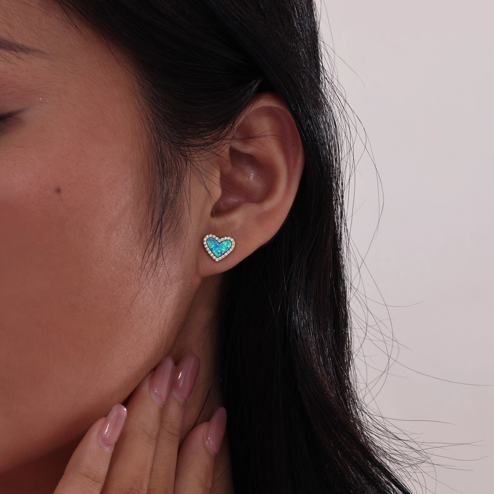 Halo Heart Stud Earrings E0607BOG00