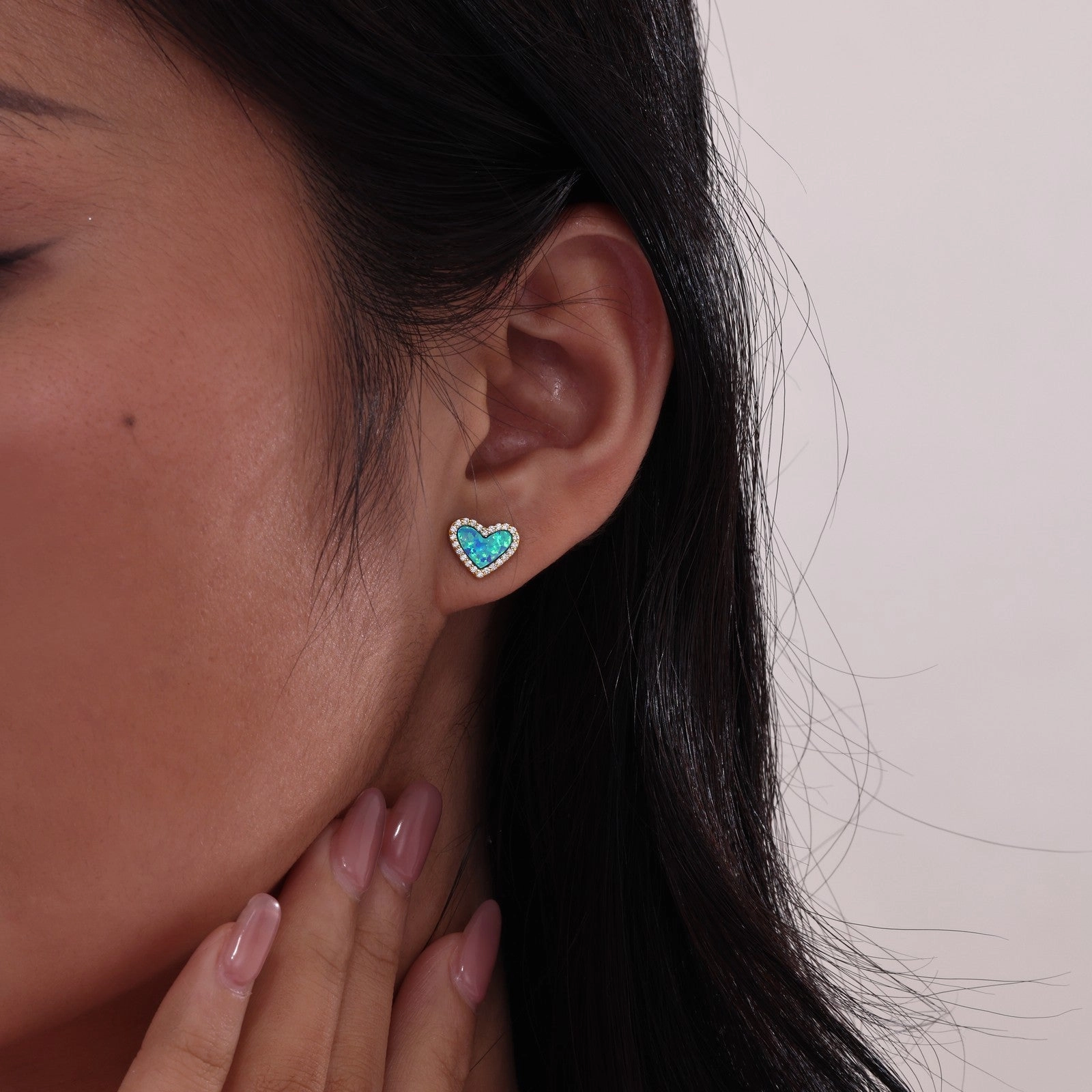 Halo Heart Stud Earrings E0607OPG00
