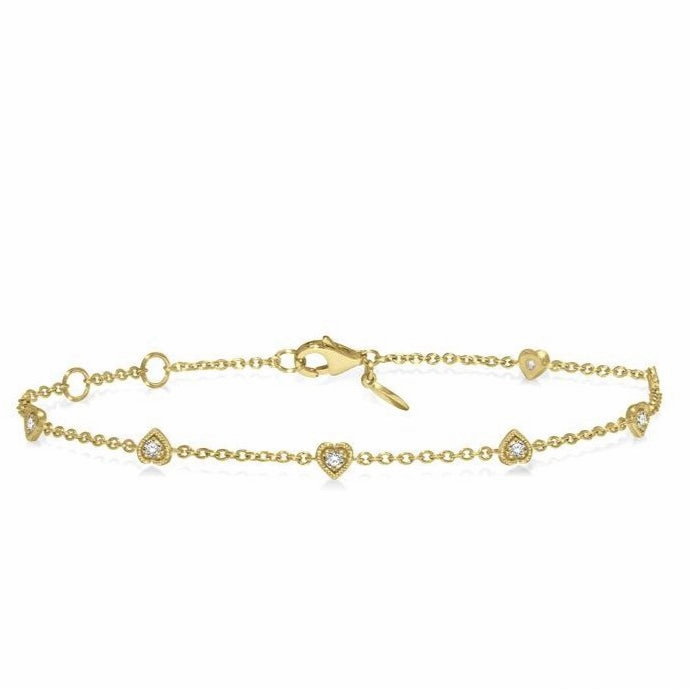 Heart Shape Diamond Station Chain Bracelet