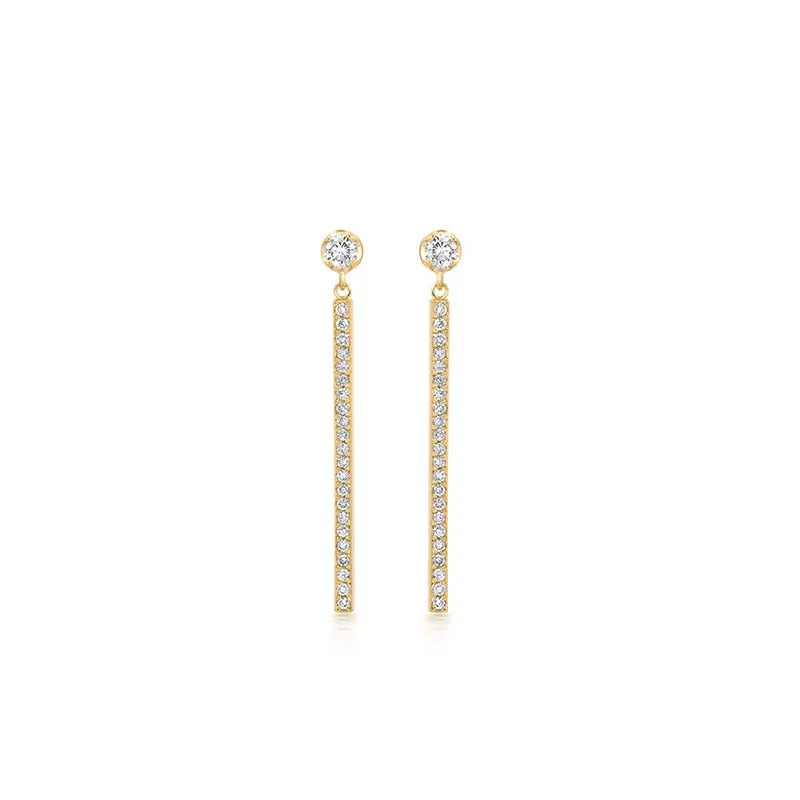 Illusion Set Diamond & Diamond Stick Stud Earrings
