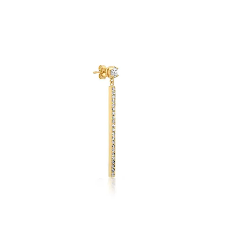 Illusion Set Diamond & Diamond Stick Stud Earrings
