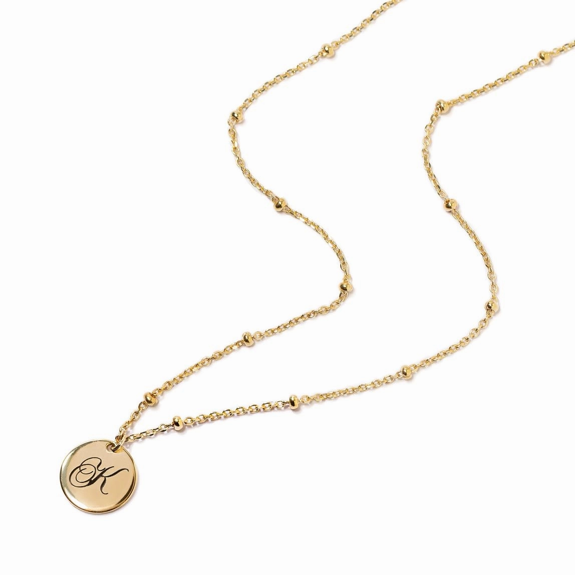 Initial Disc Bead Chain Necklace