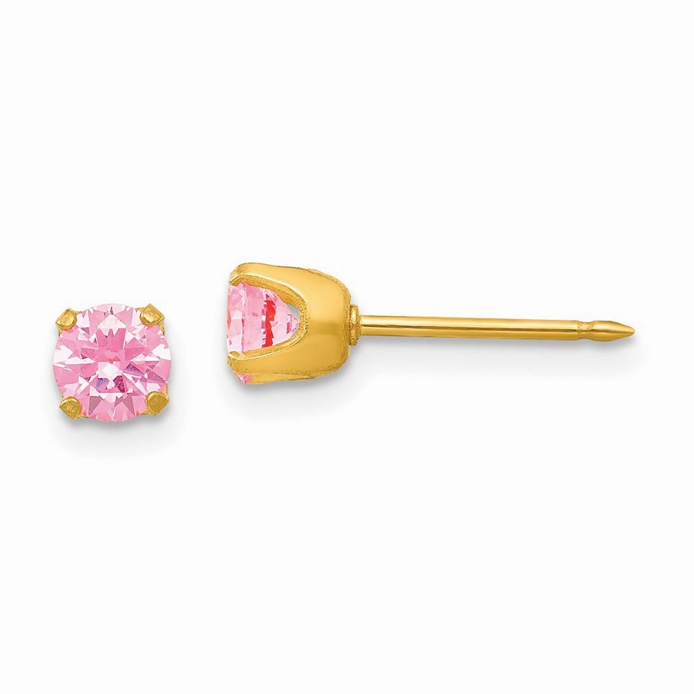 Inverness 14k 5mm Pink CZ Post Earrings