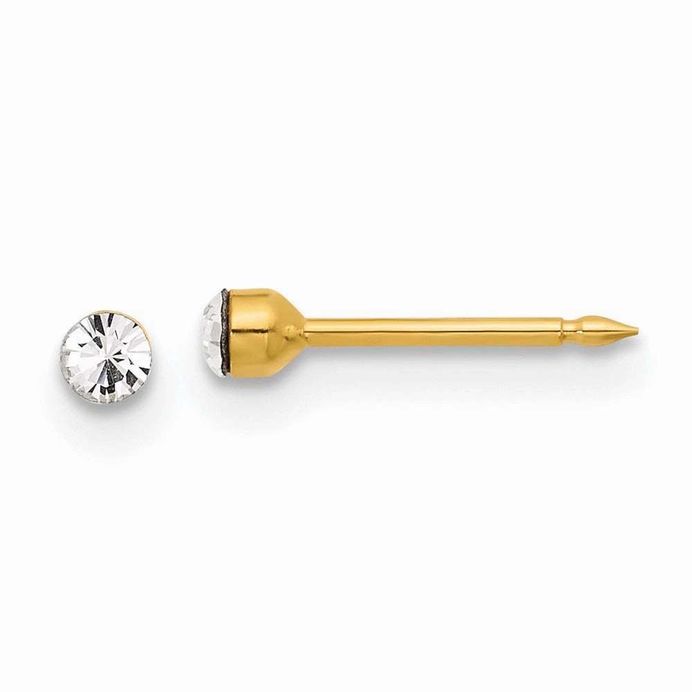 Inverness 14K Polished 2.4mm Crystal Post Earrings