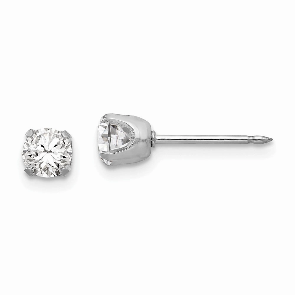 Inverness 14k White Gold 4.25mm CZ Post Earrings