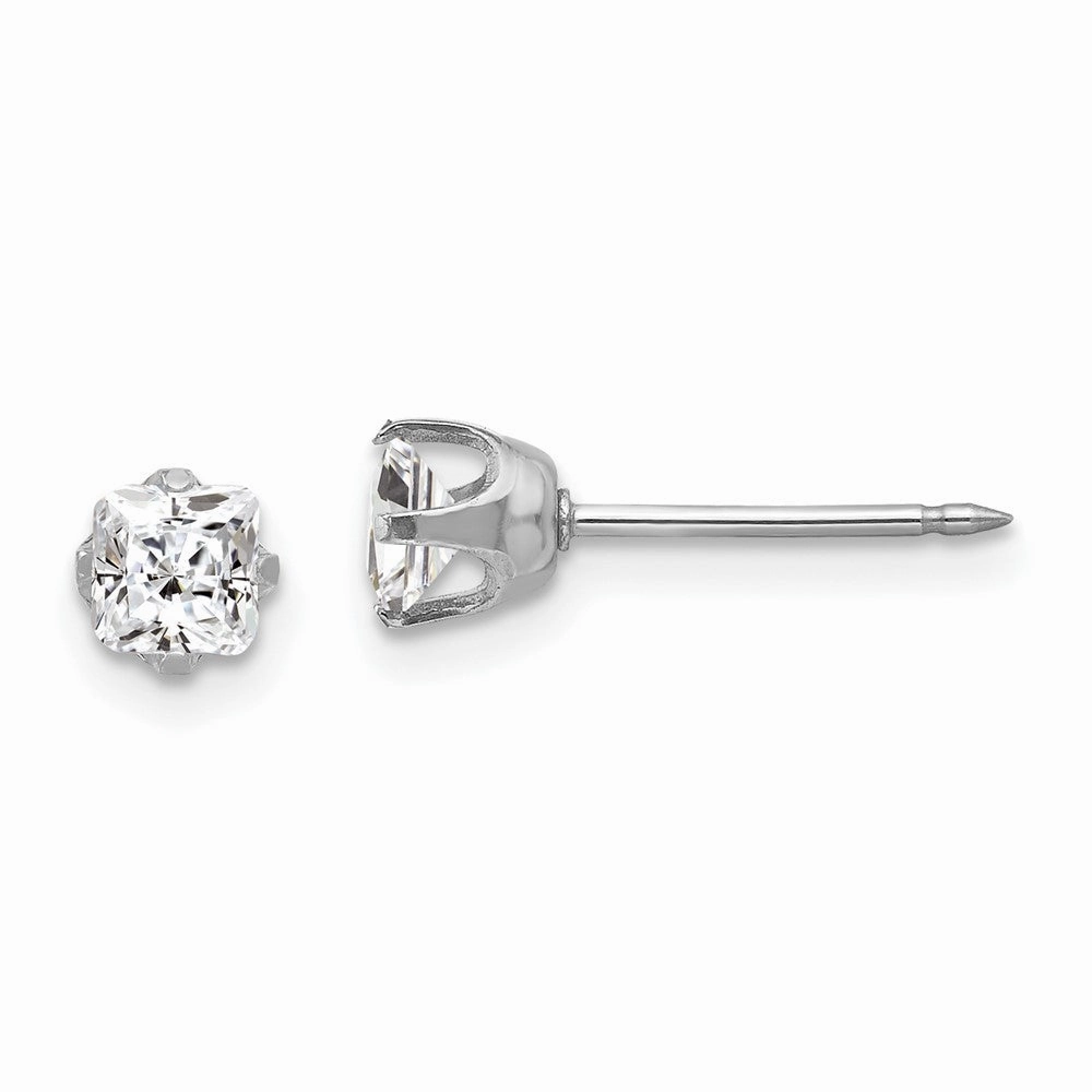 Inverness 14k White Gold 5mm Sq CZ Post Earrings