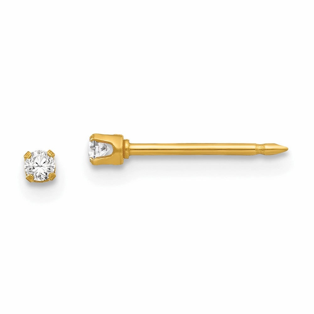 Inverness Stainless Steel 24K Gold-plated 2mm CZ Post Earrings