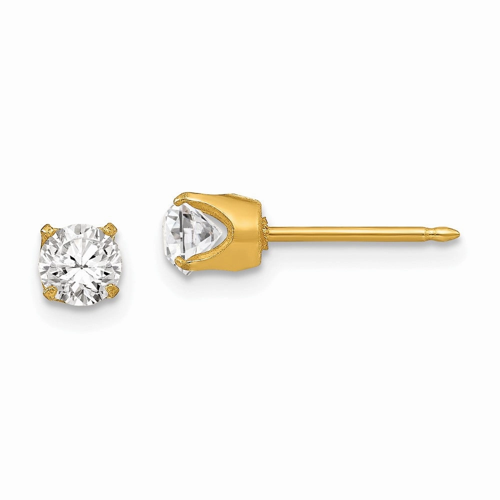 Inverness Stainless Steel 24K Gold-plated 5mm Austrian Crystal Earrings