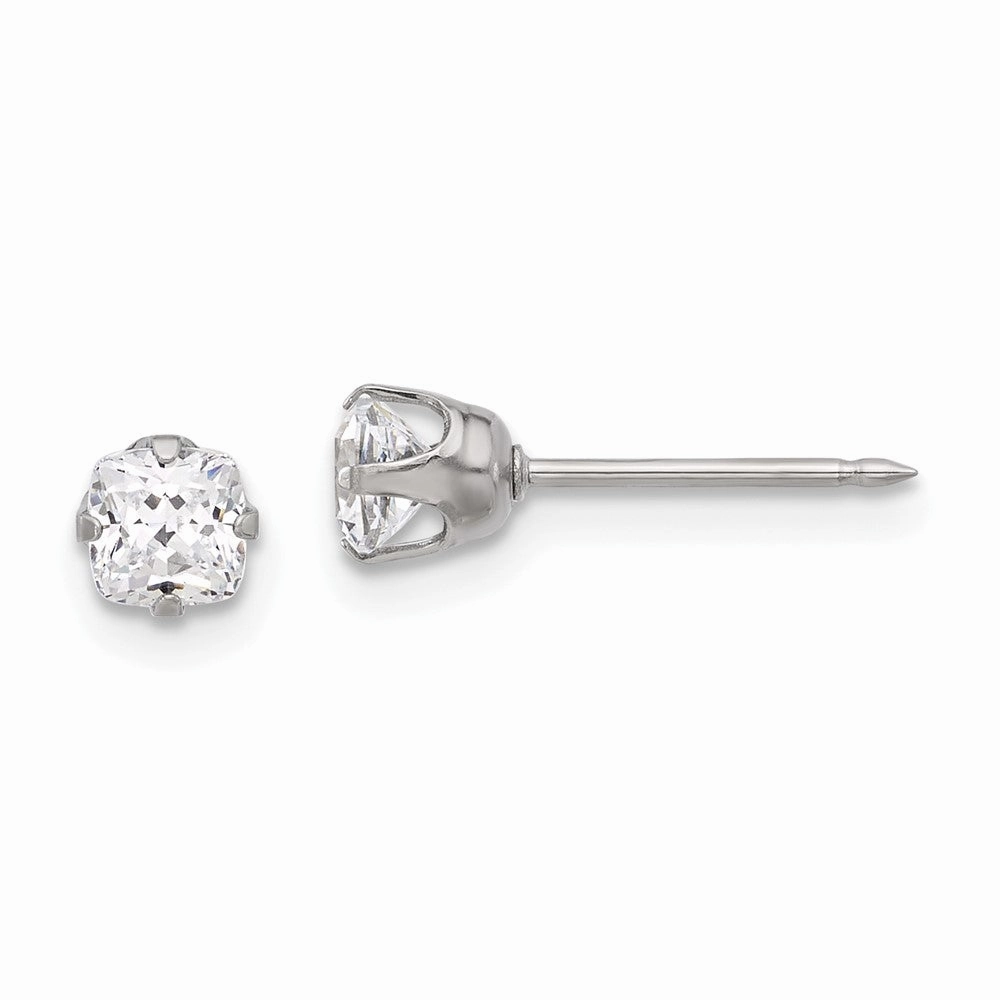 Inverness Stainless Steel 4mm Square CZ Post Earrings