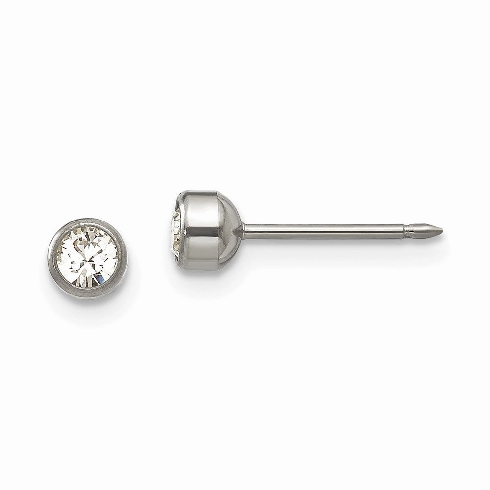 Inverness Titanium 4mm Bezel Crystal Earrings