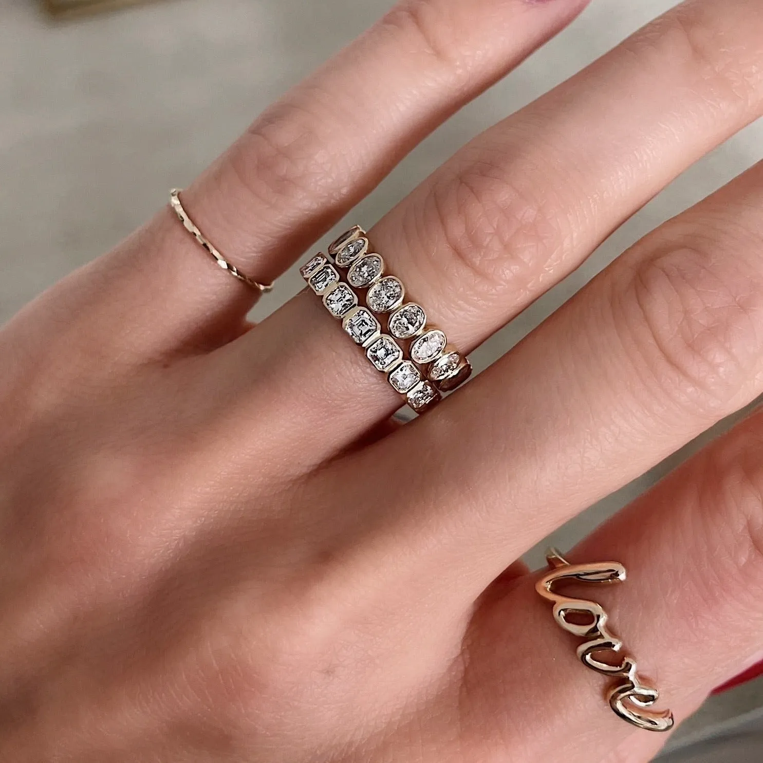 Lab Diamond Asscher Bezel Eternity Band