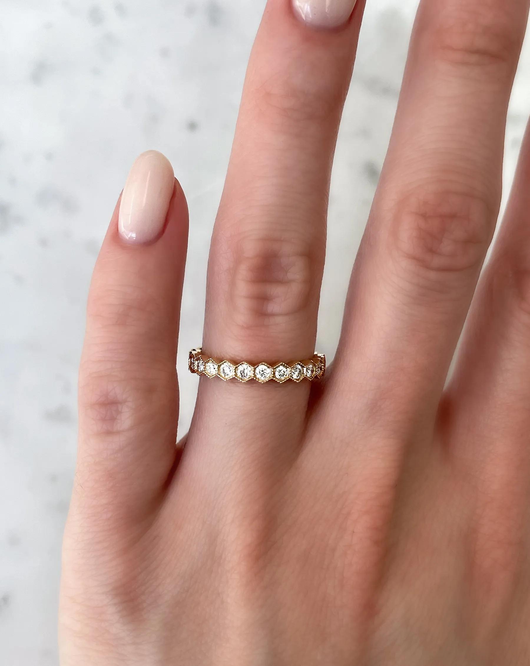 Lab Diamond Hexagon Eternity Band