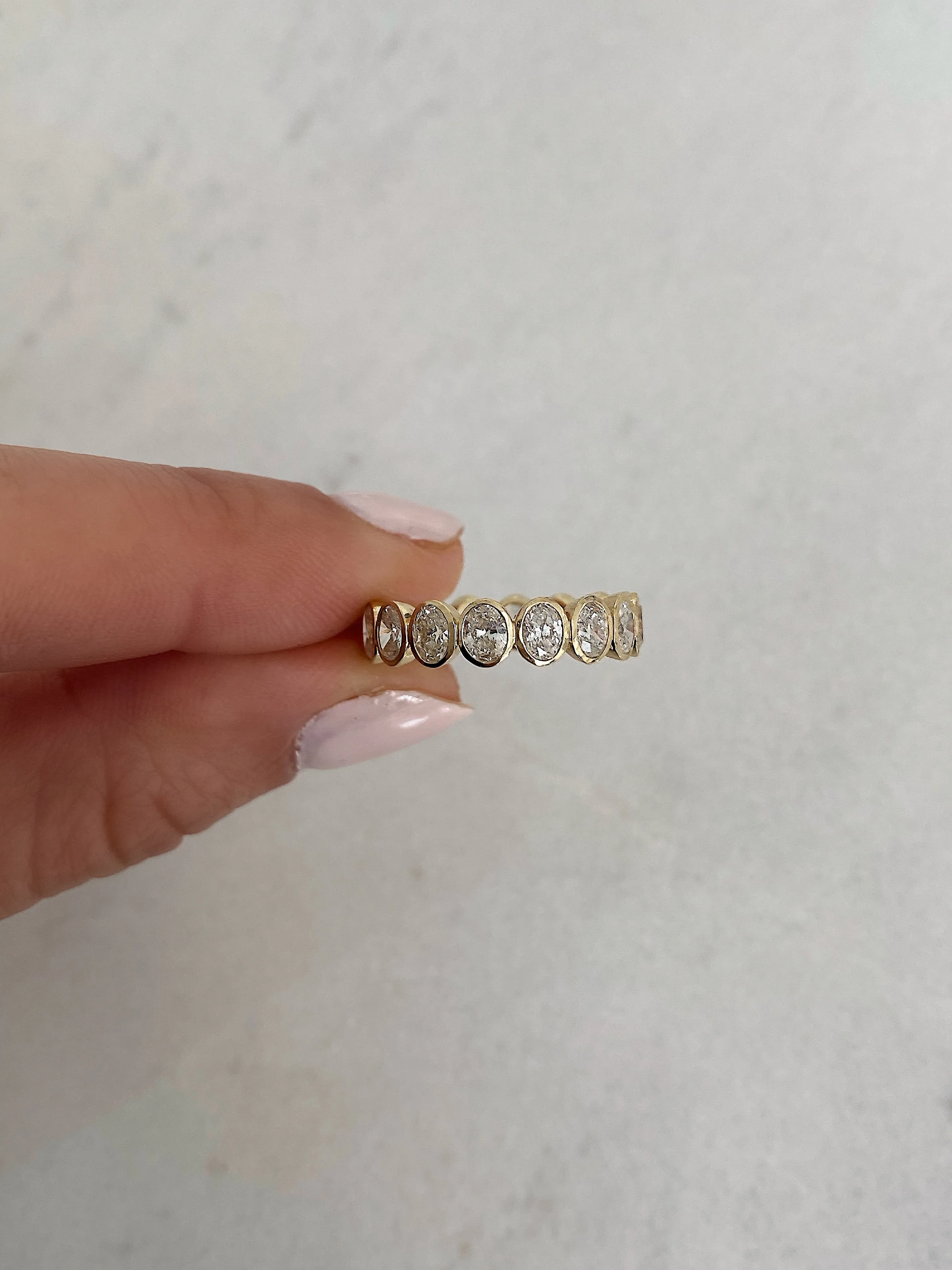 Lab Diamond Oval Bezel Eternity Band