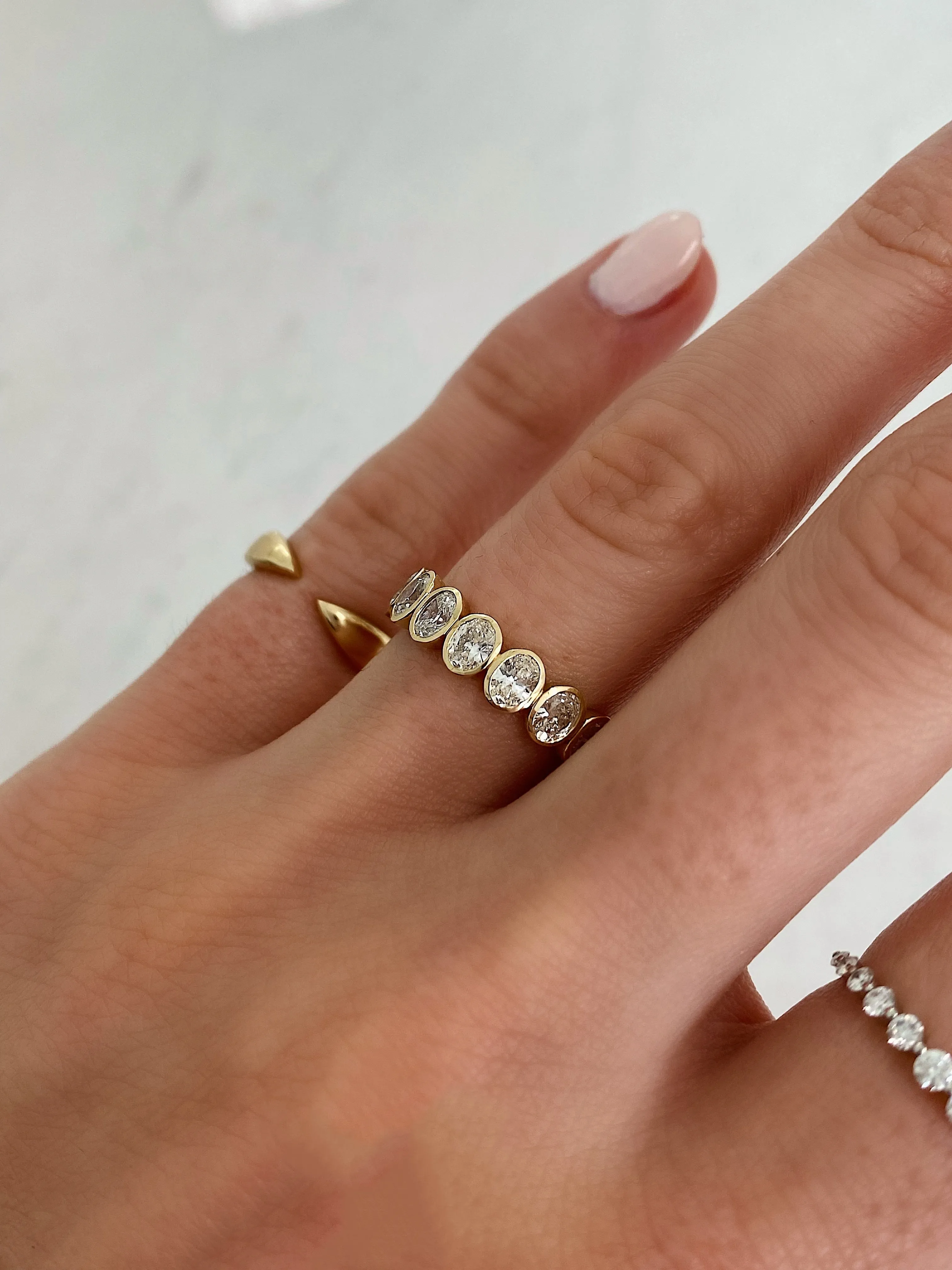Lab Diamond Oval Bezel Eternity Band