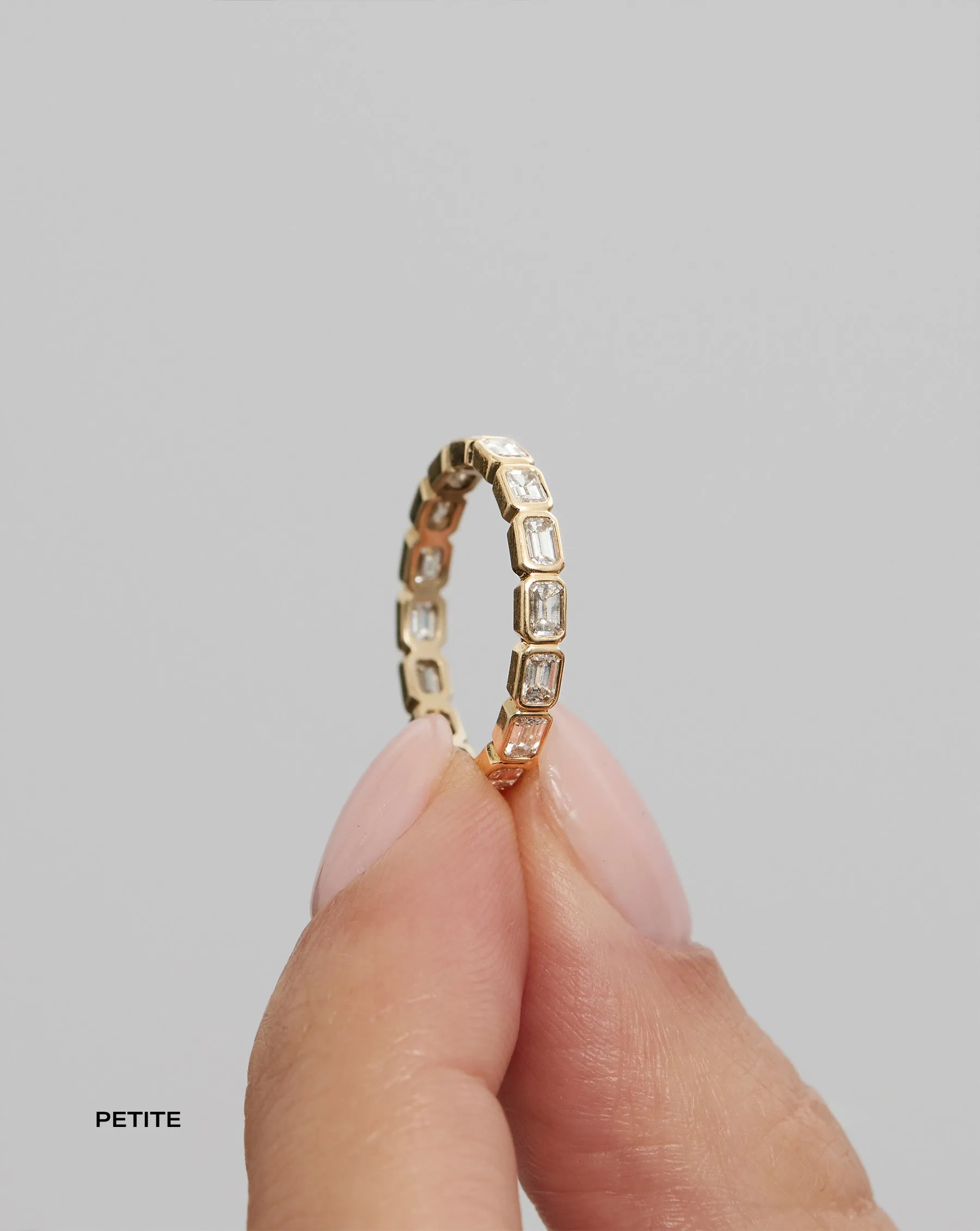 Lab Diamond Sideways Emerald Bezel Eternity Band