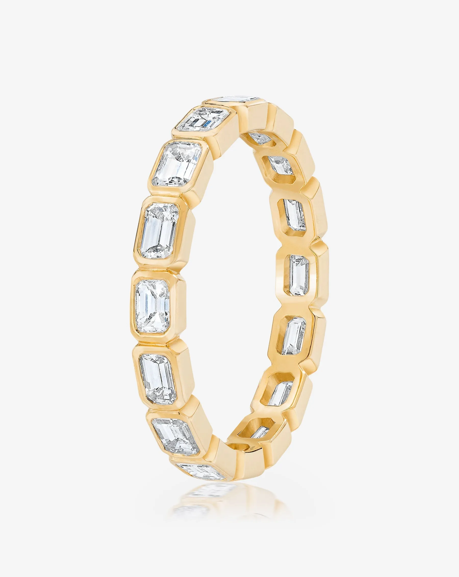 Lab Diamond Sideways Emerald Bezel Eternity Band