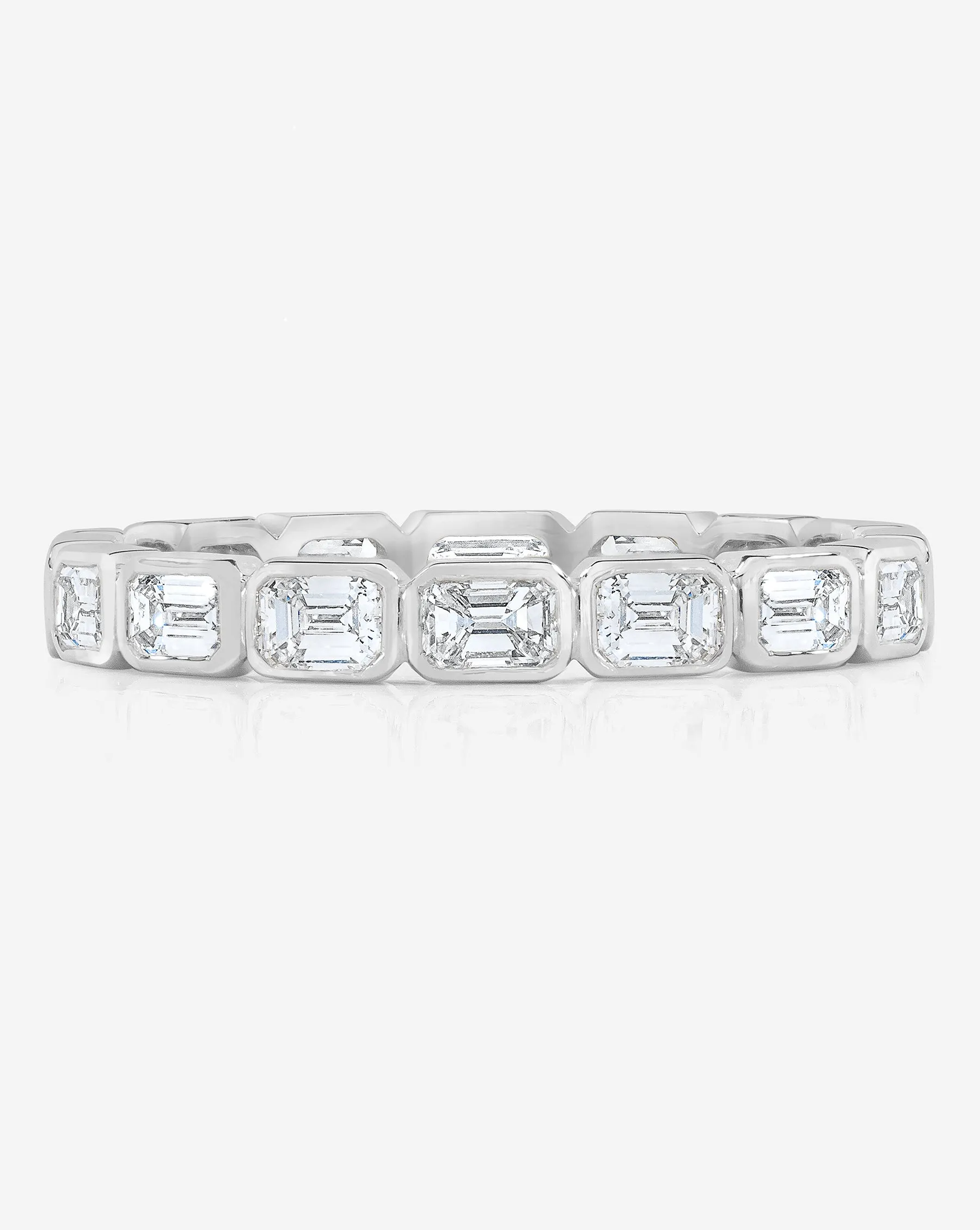 Lab Diamond Sideways Emerald Bezel Eternity Band