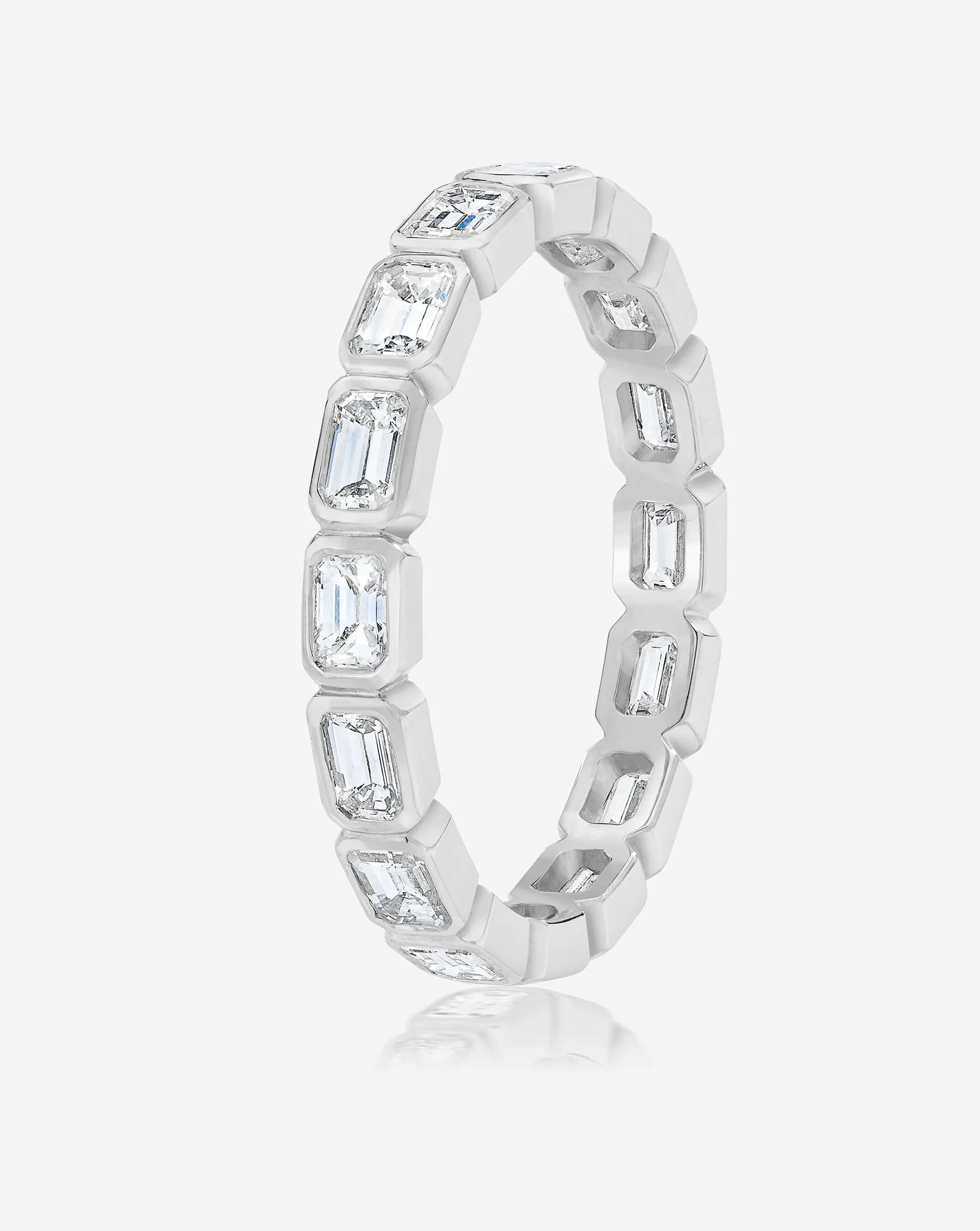 Lab Diamond Sideways Emerald Bezel Eternity Band