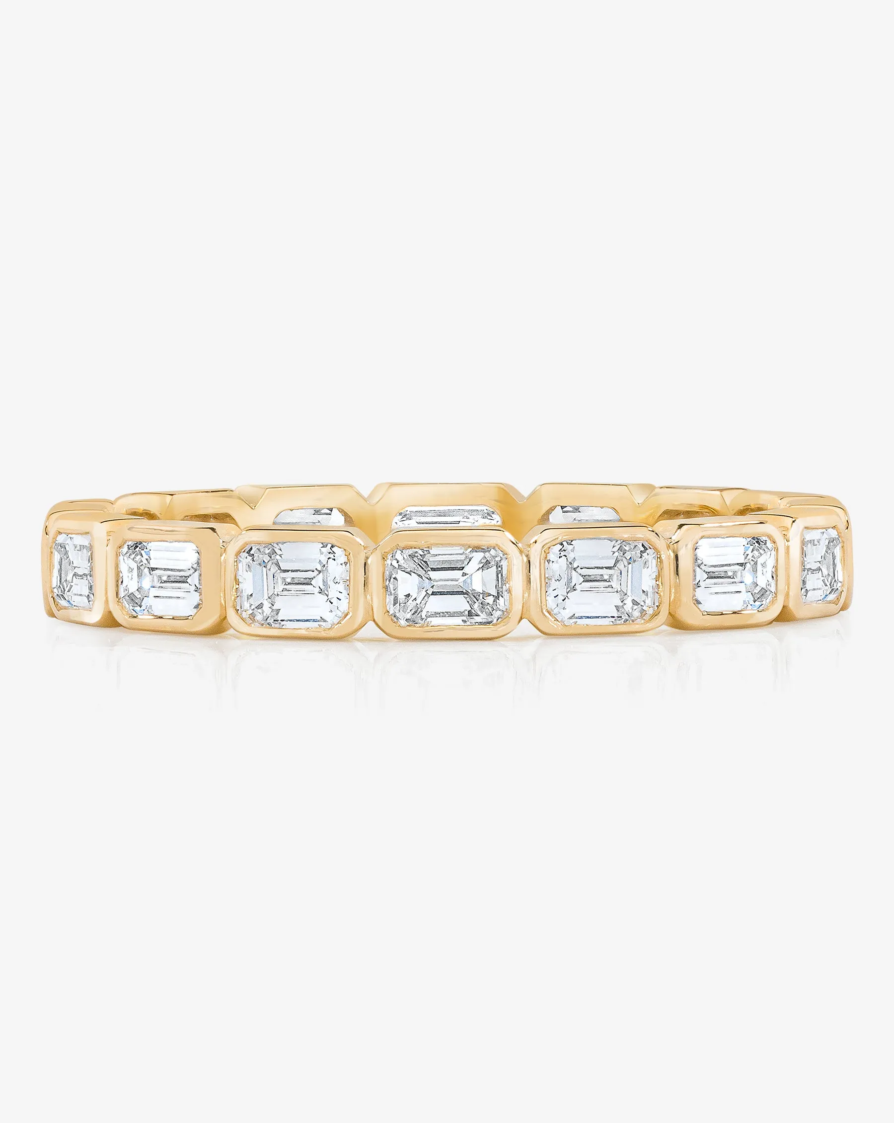 Lab Diamond Sideways Emerald Bezel Eternity Band