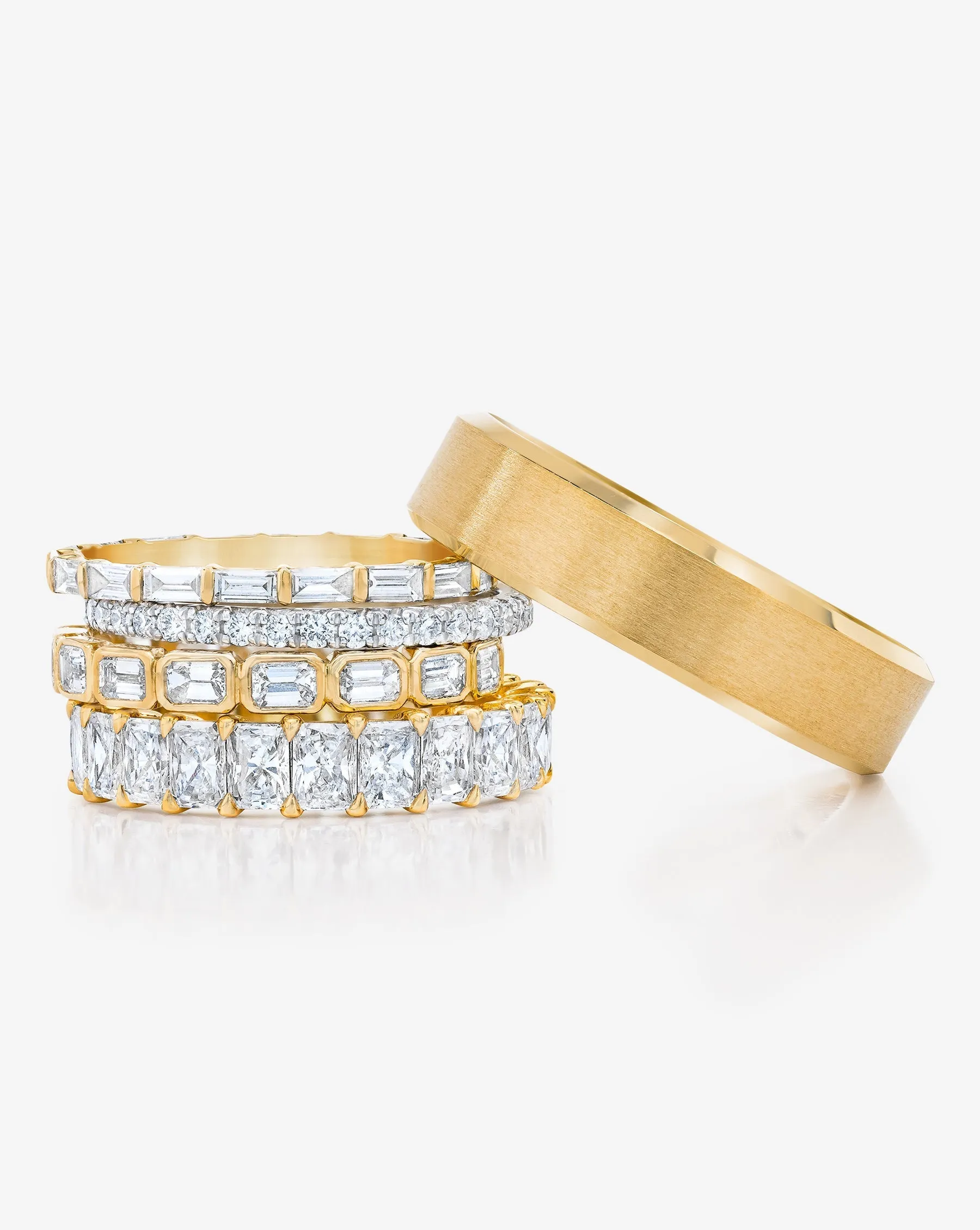 Lab Diamond Sideways Emerald Bezel Eternity Band