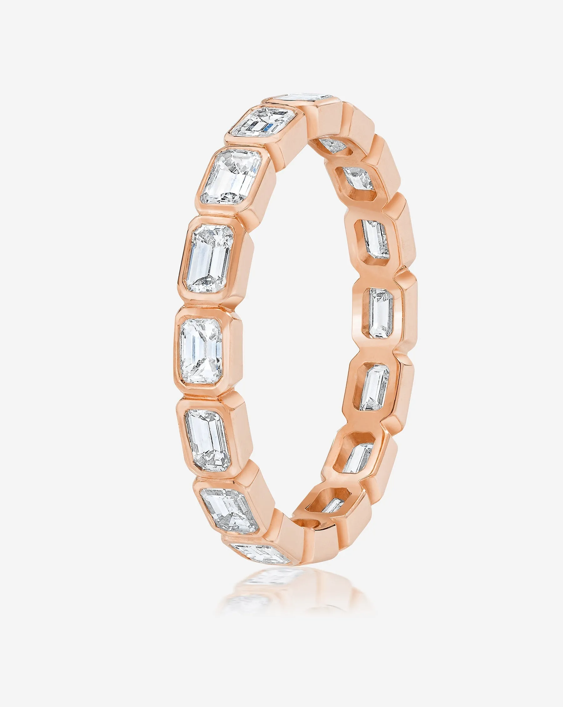 Lab Diamond Sideways Emerald Bezel Eternity Band