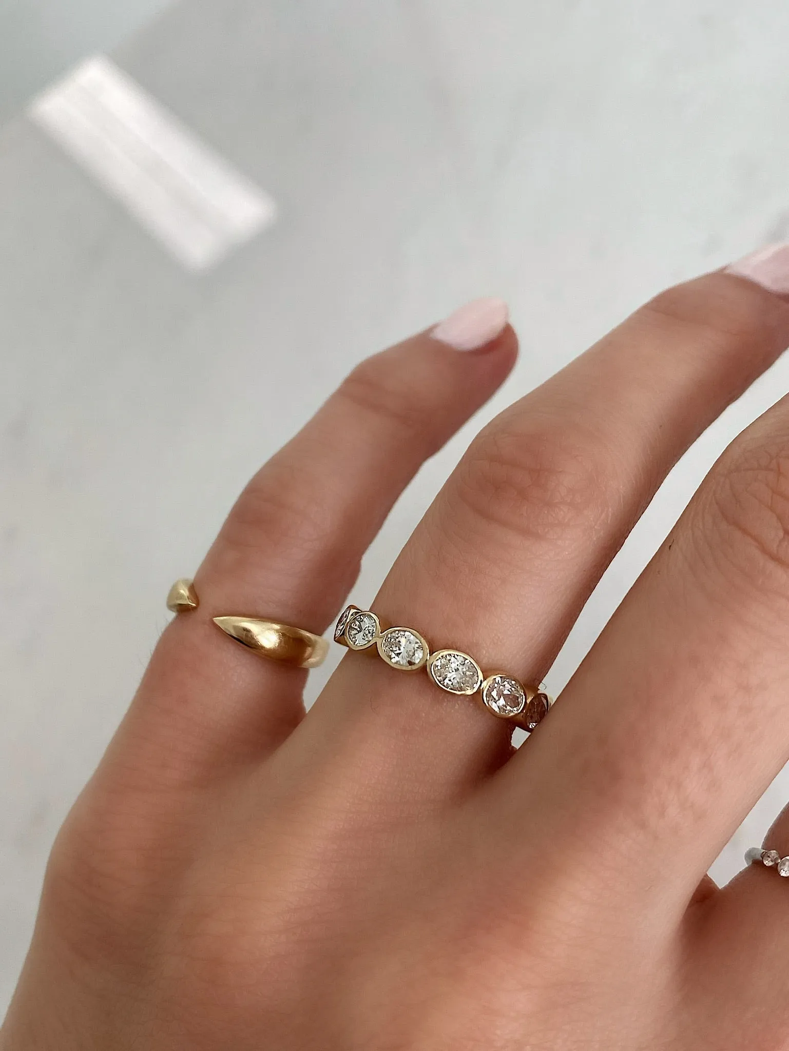Lab Diamond Sideways Oval Bezel Eternity Band