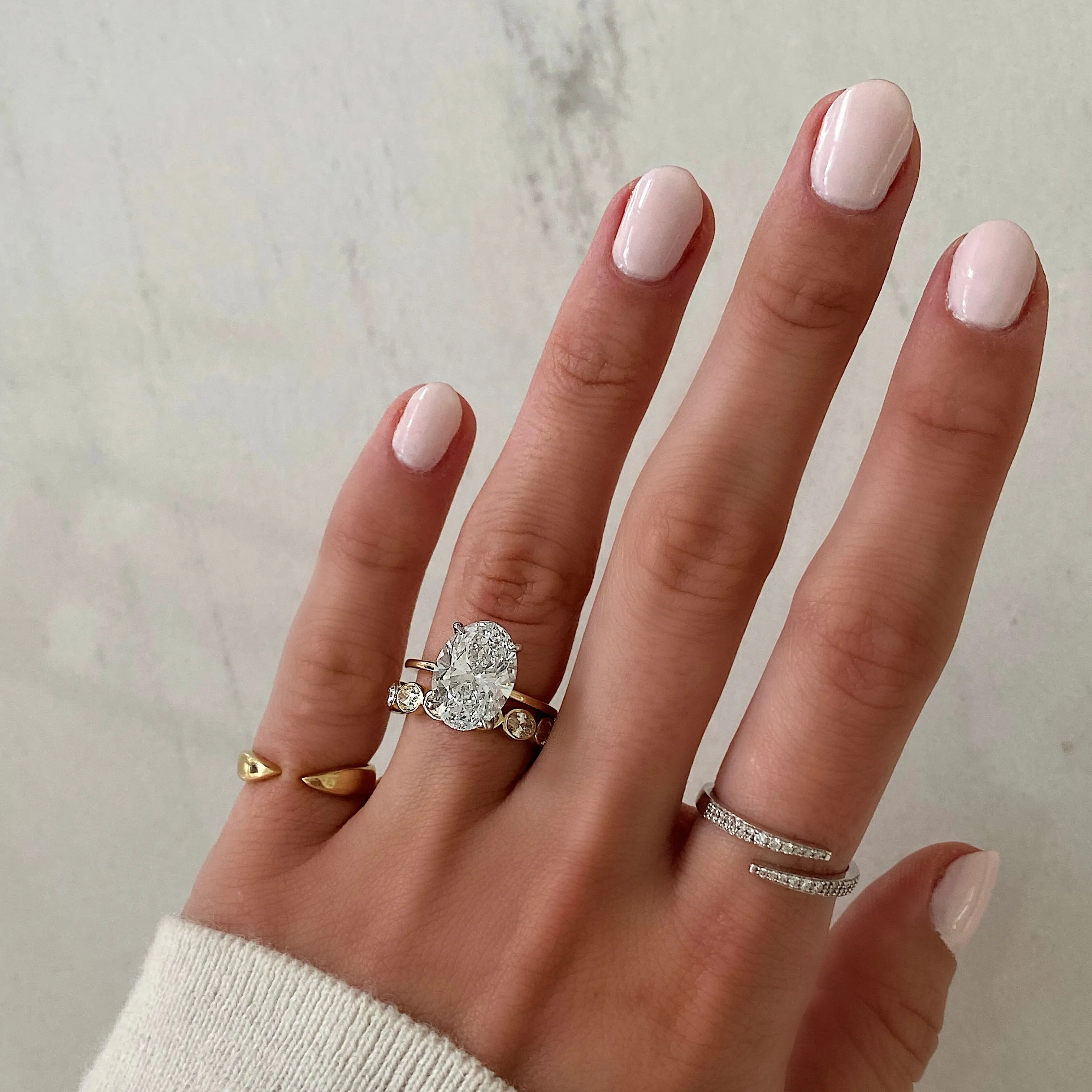 Lab Diamond Sideways Oval Bezel Eternity Band