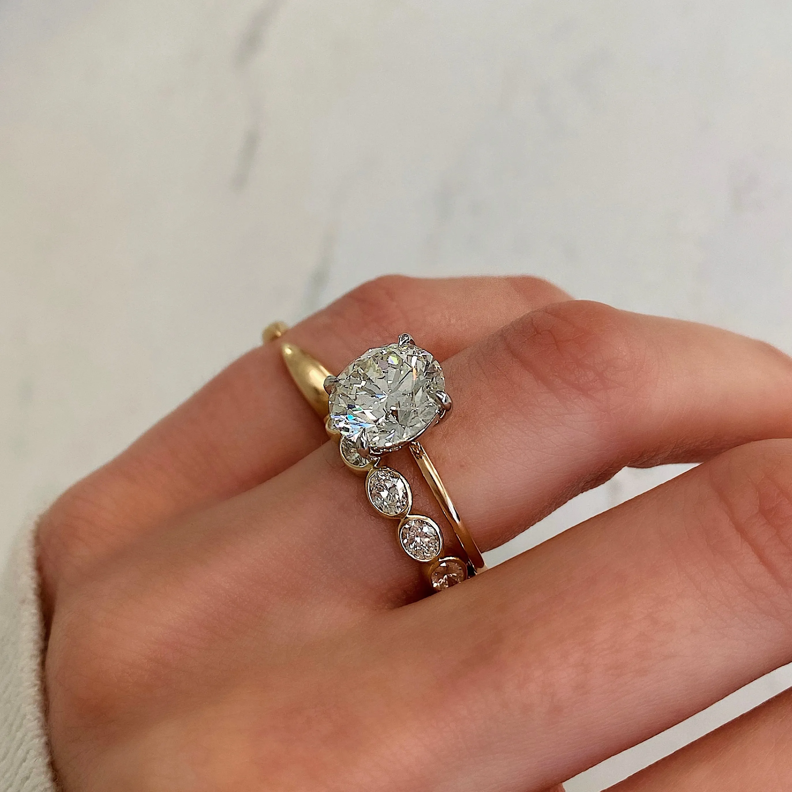 Lab Diamond Sideways Oval Bezel Eternity Band