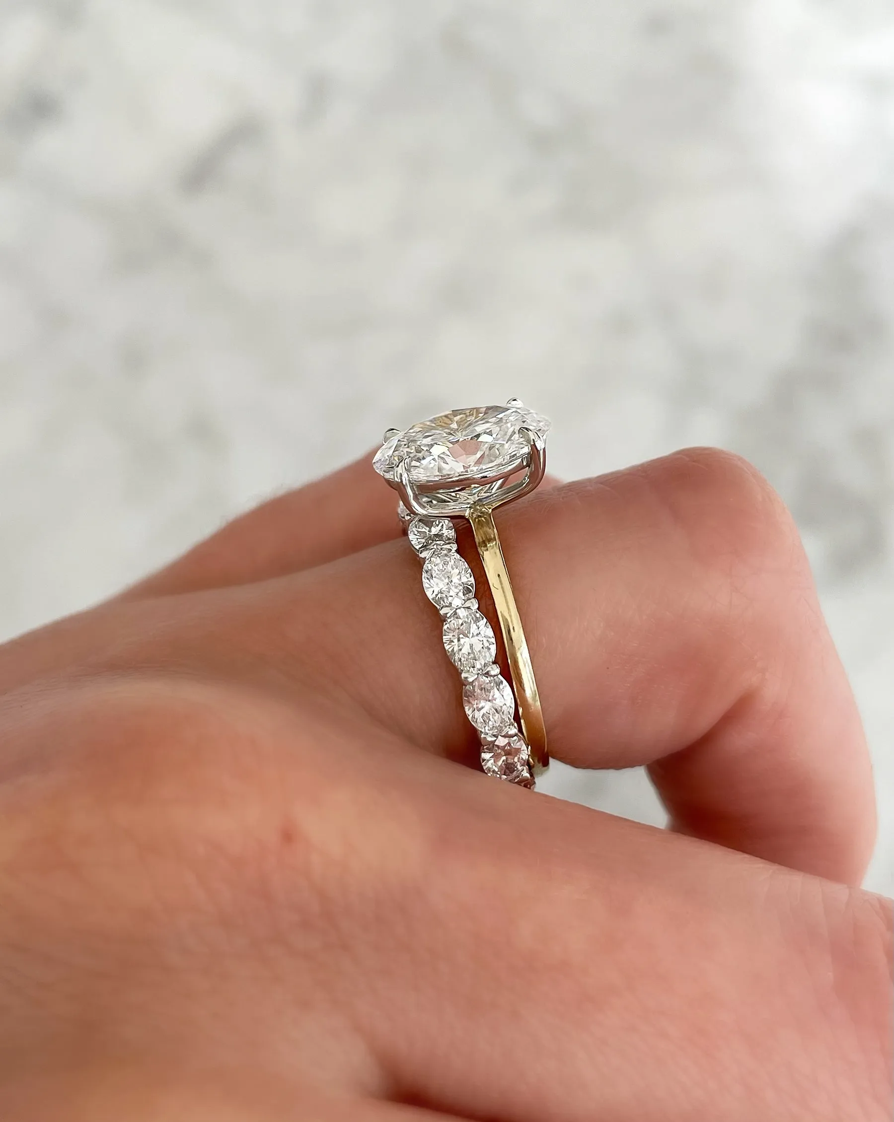 Lab Diamond Sideways Oval Eternity Band