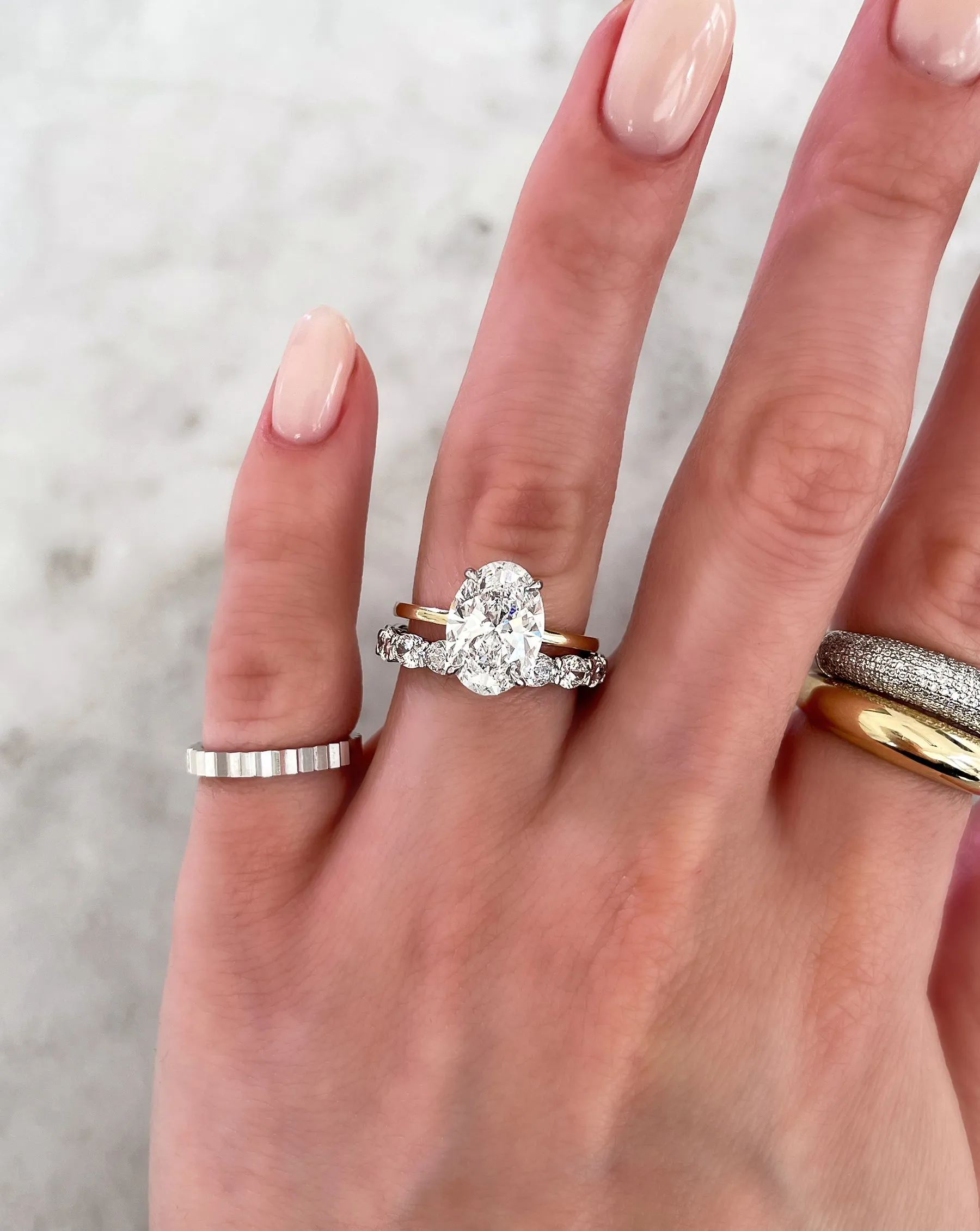 Lab Diamond Sideways Oval Eternity Band