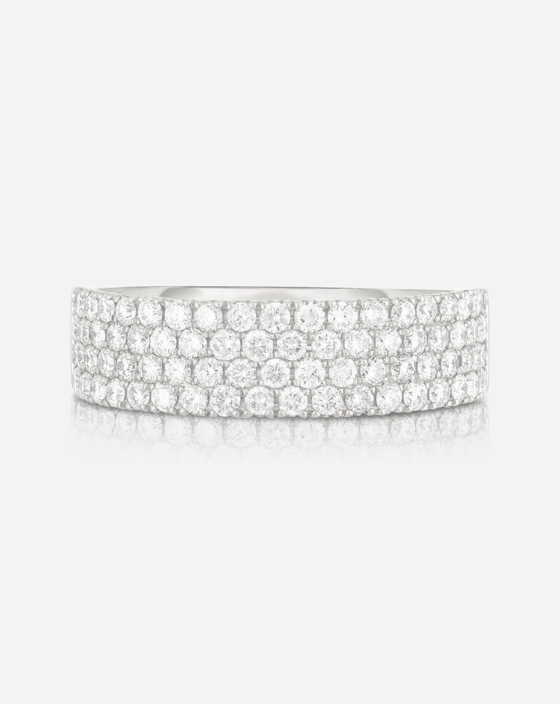 Lab Diamond Four Row Stackable Pav Ring