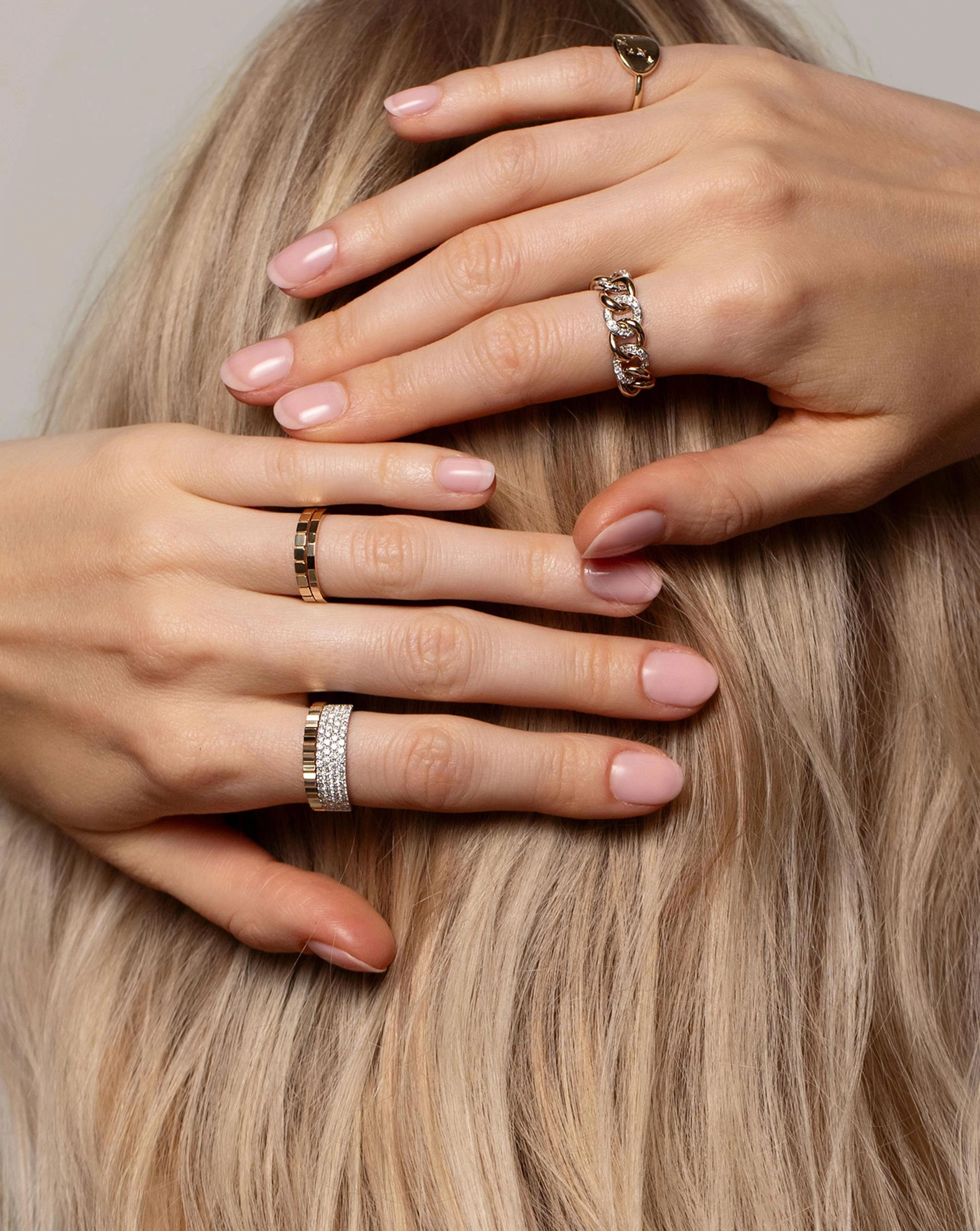 Lab Diamond Four Row Stackable Pav Ring
