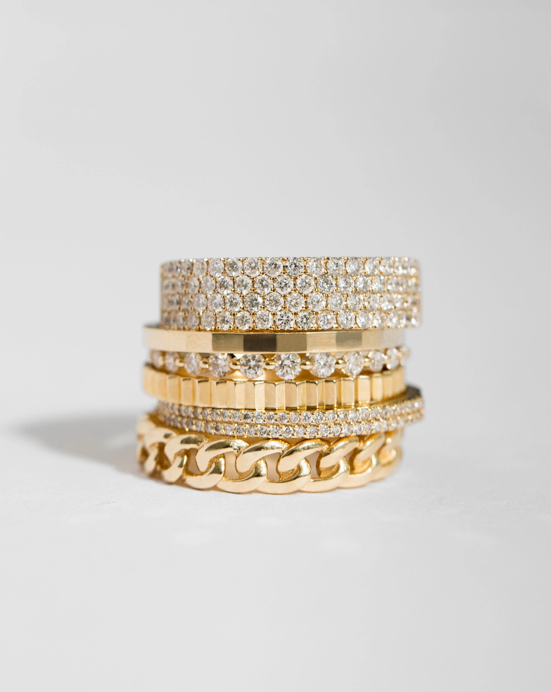 Lab Diamond Four Row Stackable Pav Ring