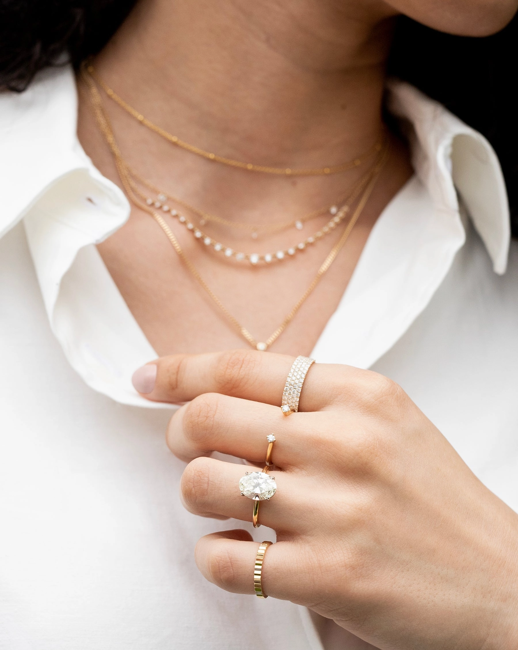 Lab Diamond Four Row Stackable Pav Ring