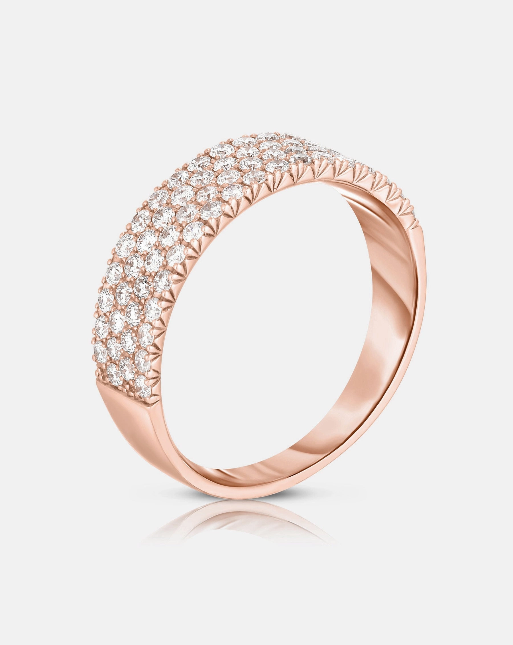 Lab Diamond Four Row Stackable Pav Ring