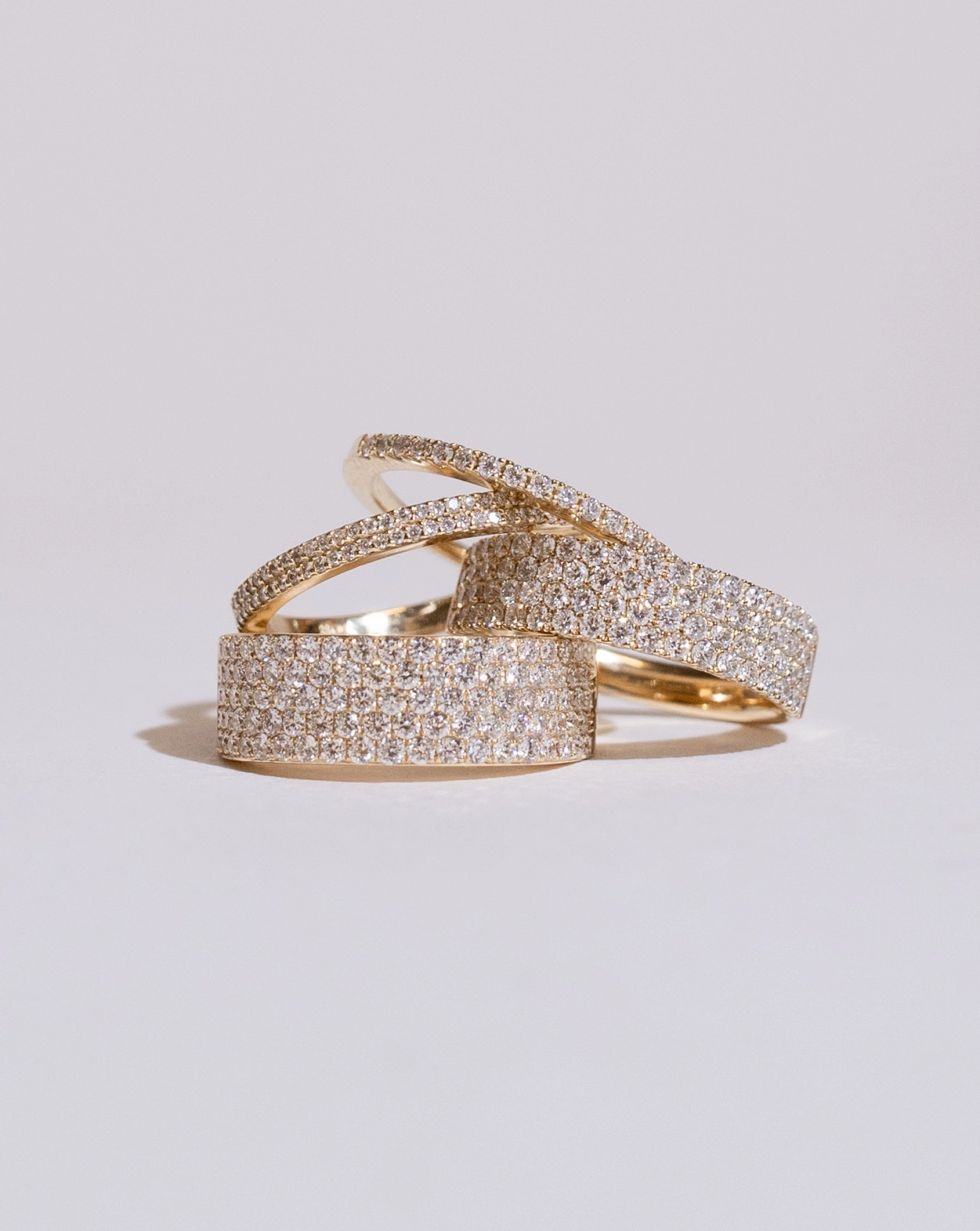 Lab Diamond Four Row Stackable Pav Ring