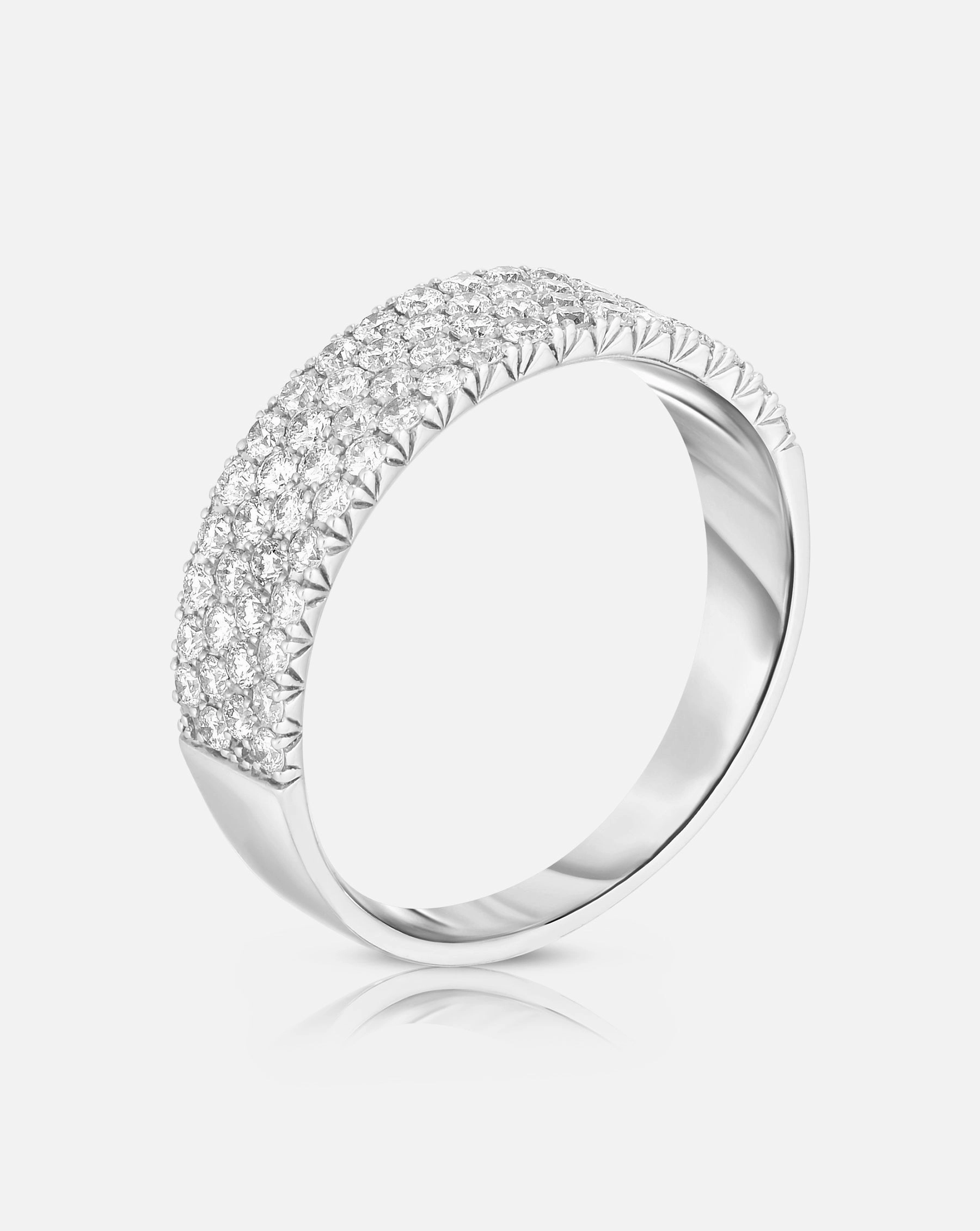 Lab Diamond Four Row Stackable Pav Ring