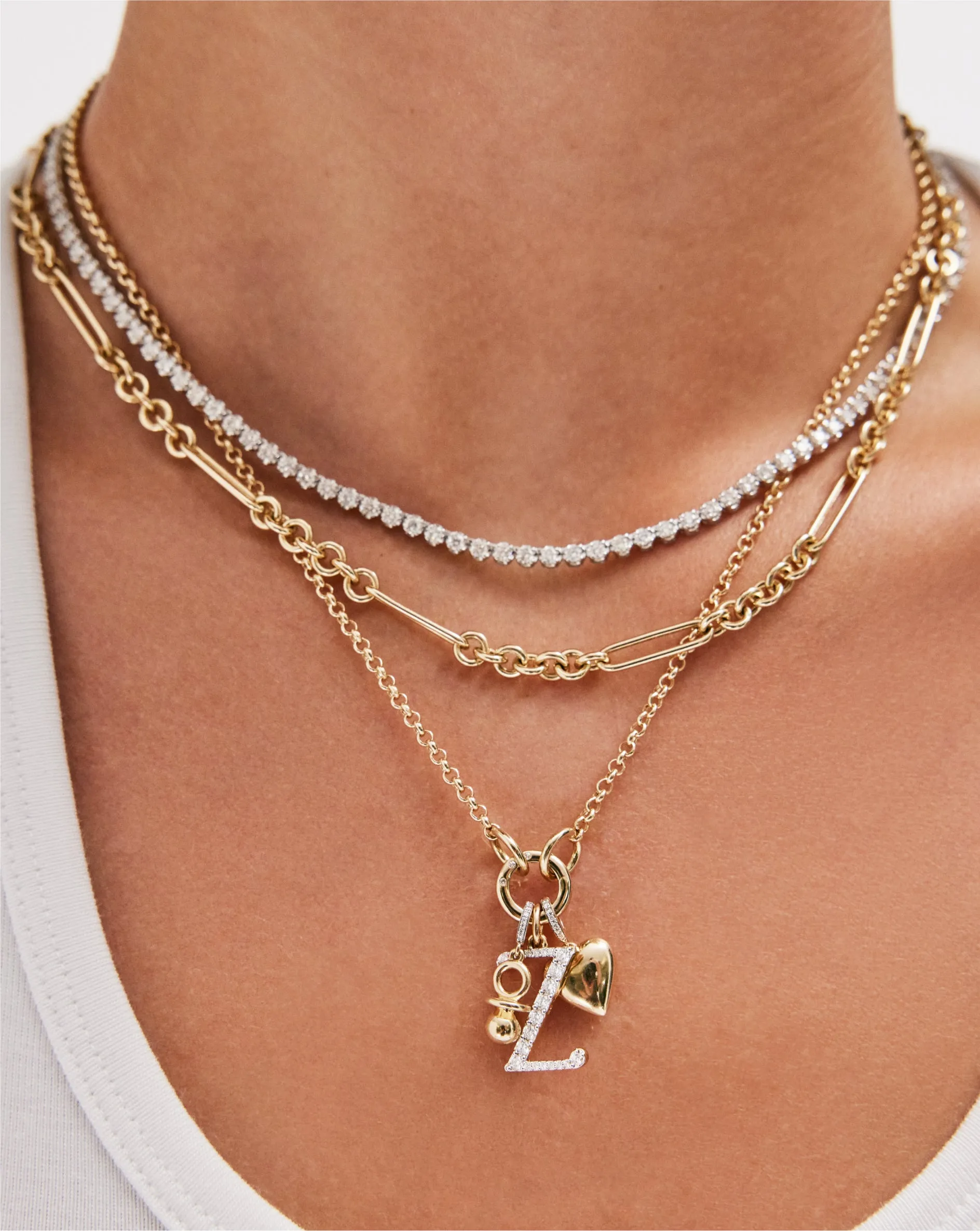 Large Diamond Initial Pendant