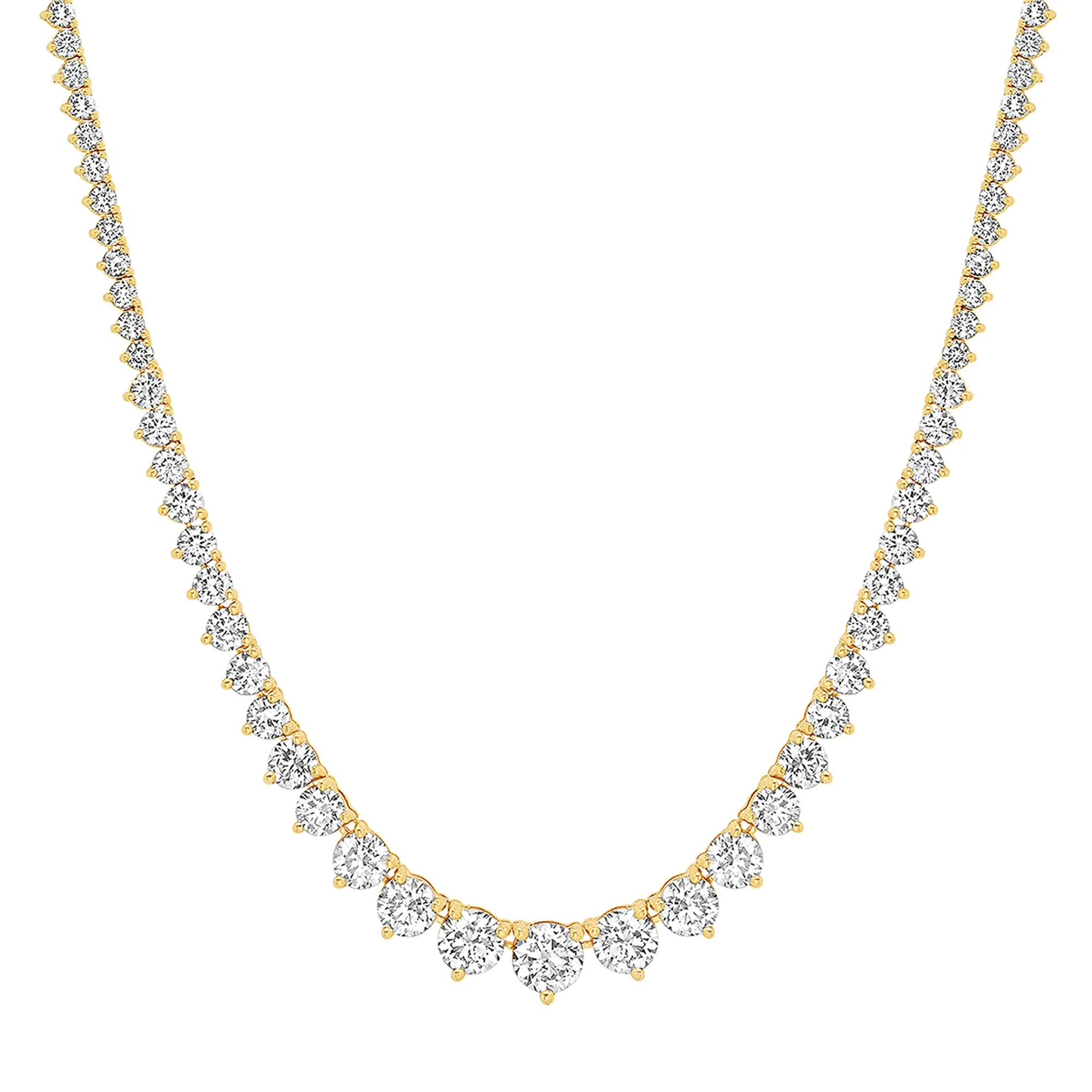 Large Graduated 3-Prong Diamond Tennis Necklace