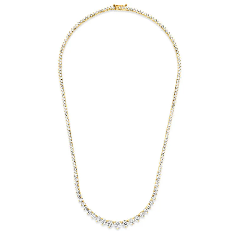 Large Graduated 3-Prong Diamond Tennis Necklace