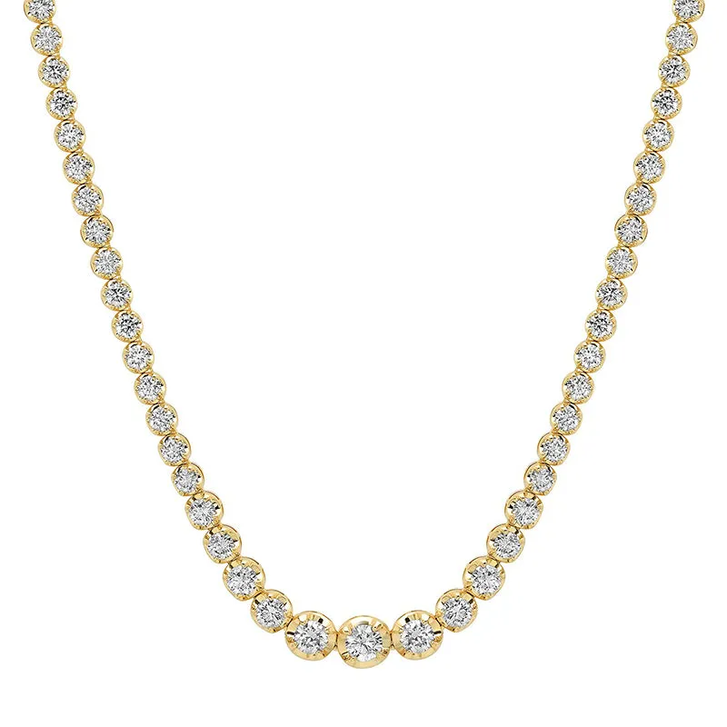 Large Graduated Diamond Tennis Necklace