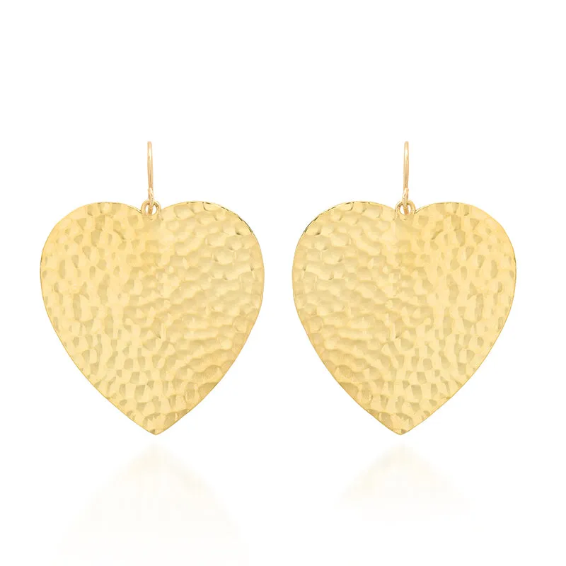 Large Hammered Heart Earrings