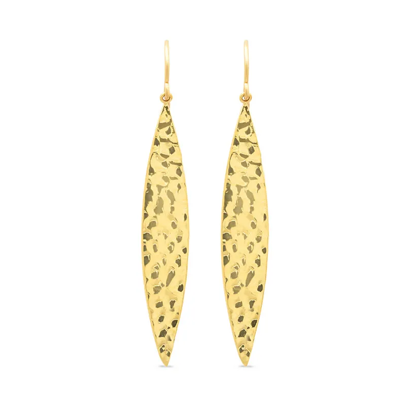 Large Hammered Marquise Earrings