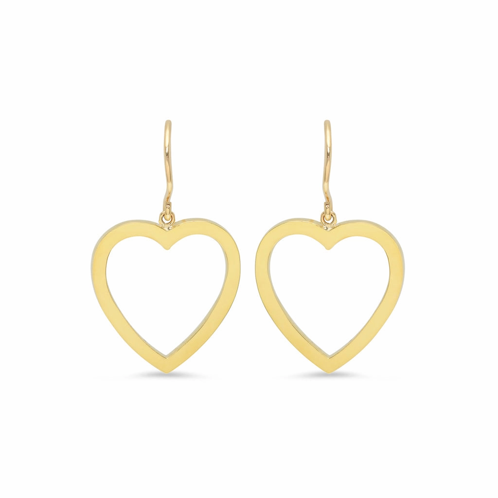 Large Open Heart Drop Earrings