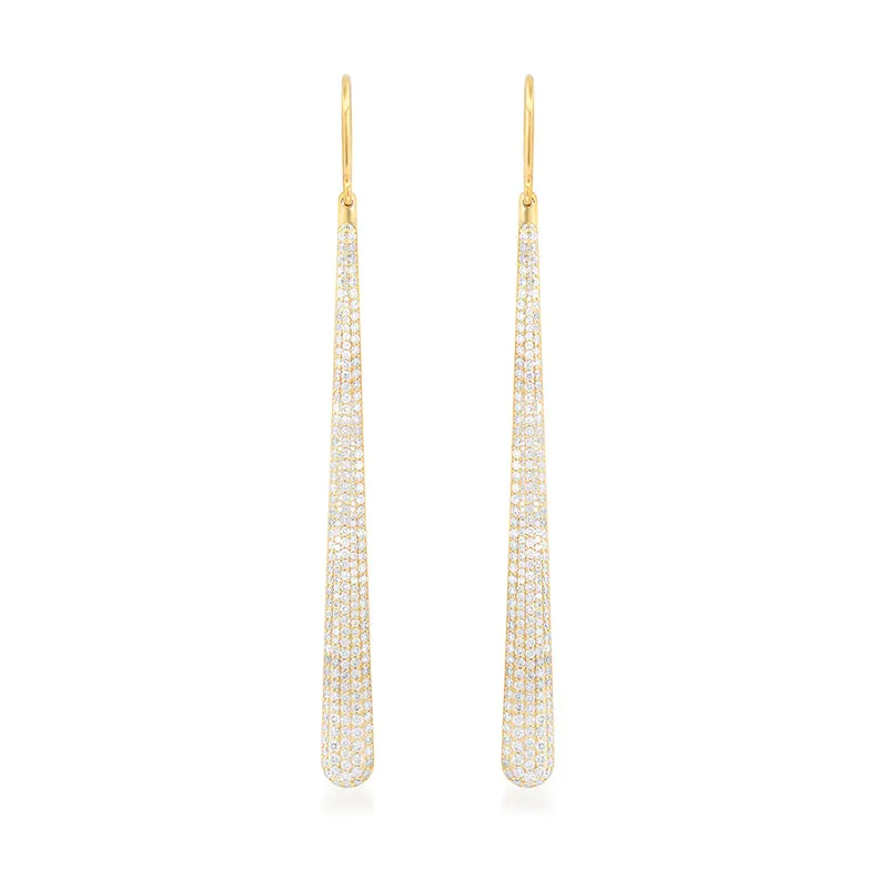 Long Diamond Dome Earrings