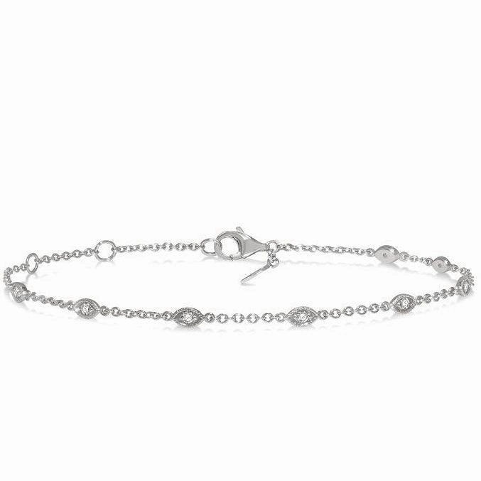Marquise Shape Diamond Station Chain Bracelet