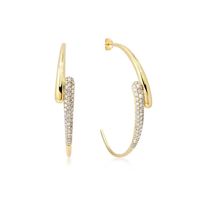 Medium Double Dome Hoops with Diamond Accent