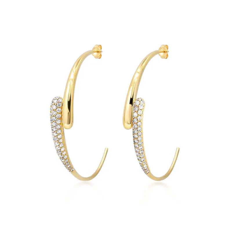Medium Double Dome Hoops with Diamond Accent