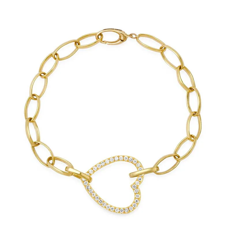 Medium Edith Bracelet with Large Diamond Open Heart Accent